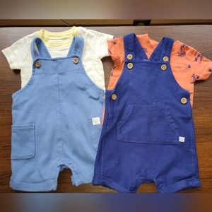 Lot of 2 100% cotton overall outfits